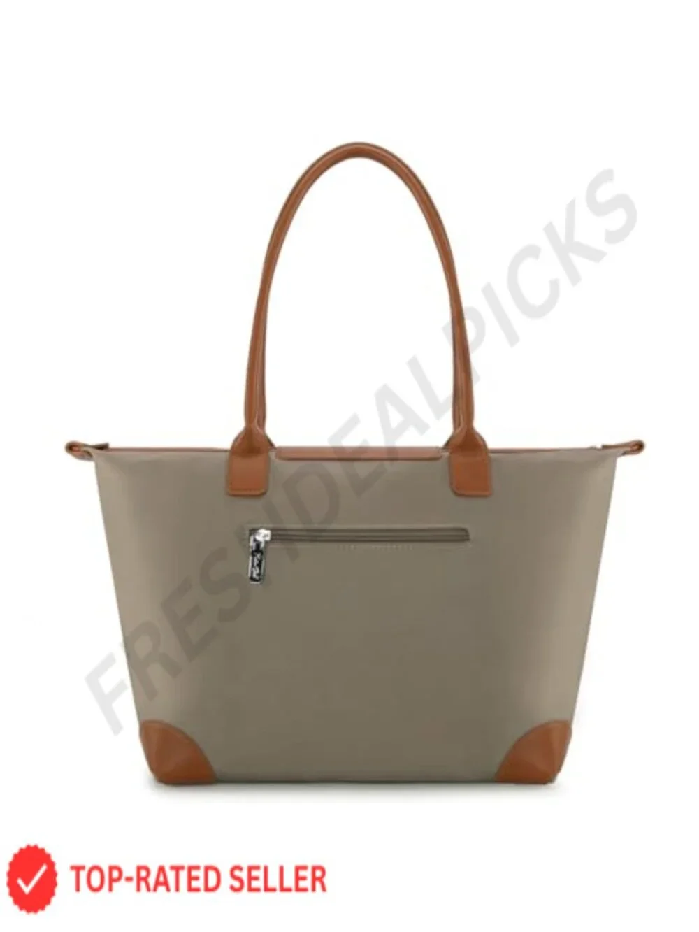 Large Nylon Tote Bag with Zipper Lightweight Foldable Shoulder Work Bag